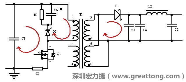 元件布局的時候，要優(yōu)先考慮高頻脈沖電流和大電流的環(huán)路面積，盡可能地減小,以抑制開關(guān)電源的輻射干擾