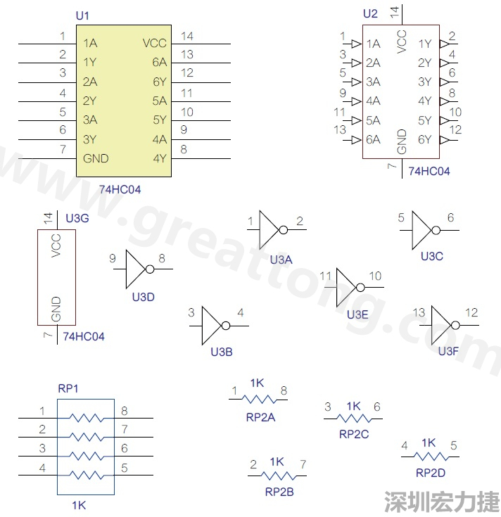 圖1 半導體元件供應商所畫的電路圖符號是模擬元件的接腳圖，而非訊號流程。