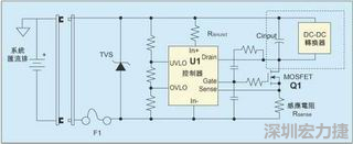 圖1：一個簡單的-48V熱插拔電路。