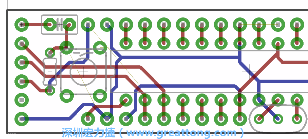 4.2. 然后在電路板的背面進行布線。